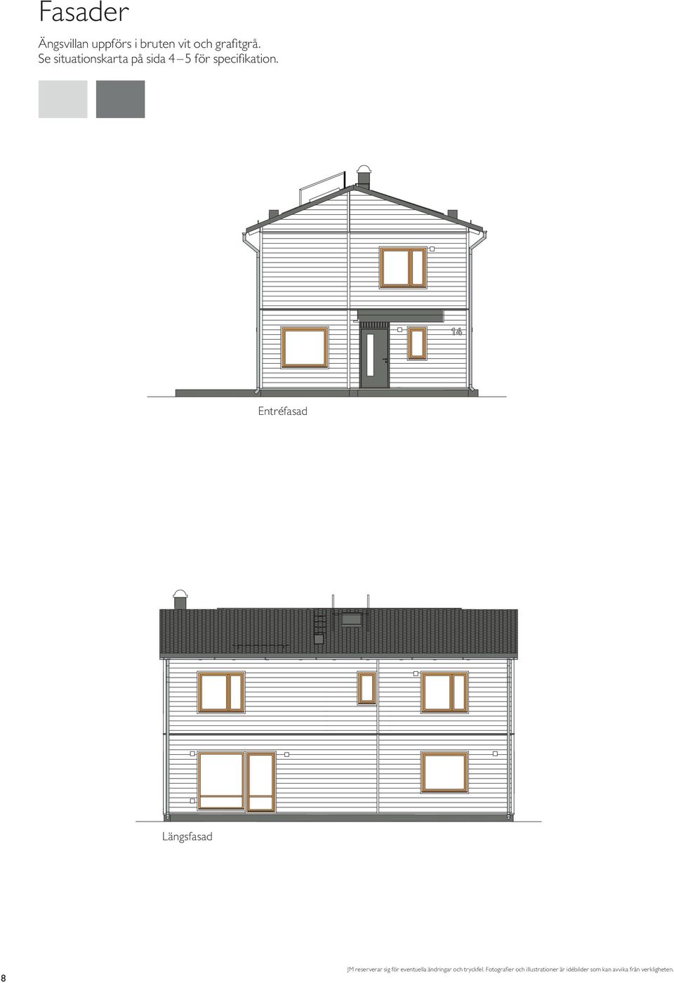 FASADRITNINGAR ÄNGSVILLAN Entréfasad Entréfasad Längsfa FMS VUK Längsfasad Gavelfasad