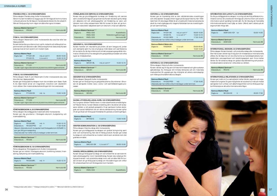 Distanskurs: FR1305 Hermods AB FYSIK A, 100 GYMNASIEPOÄNG Förkunskaper: Matematik C eller motsvarande ska vara klar eller kan läsas parallellt.