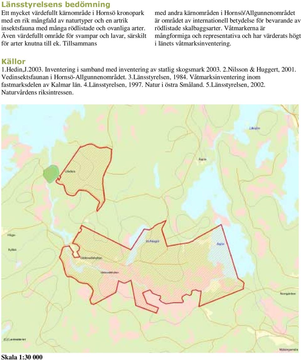 Tillsammans med andra kärnområden i Hornsö/Allgunnenområdet är området av internationell betydelse för bevarande av rödlistade skalbaggsarter.