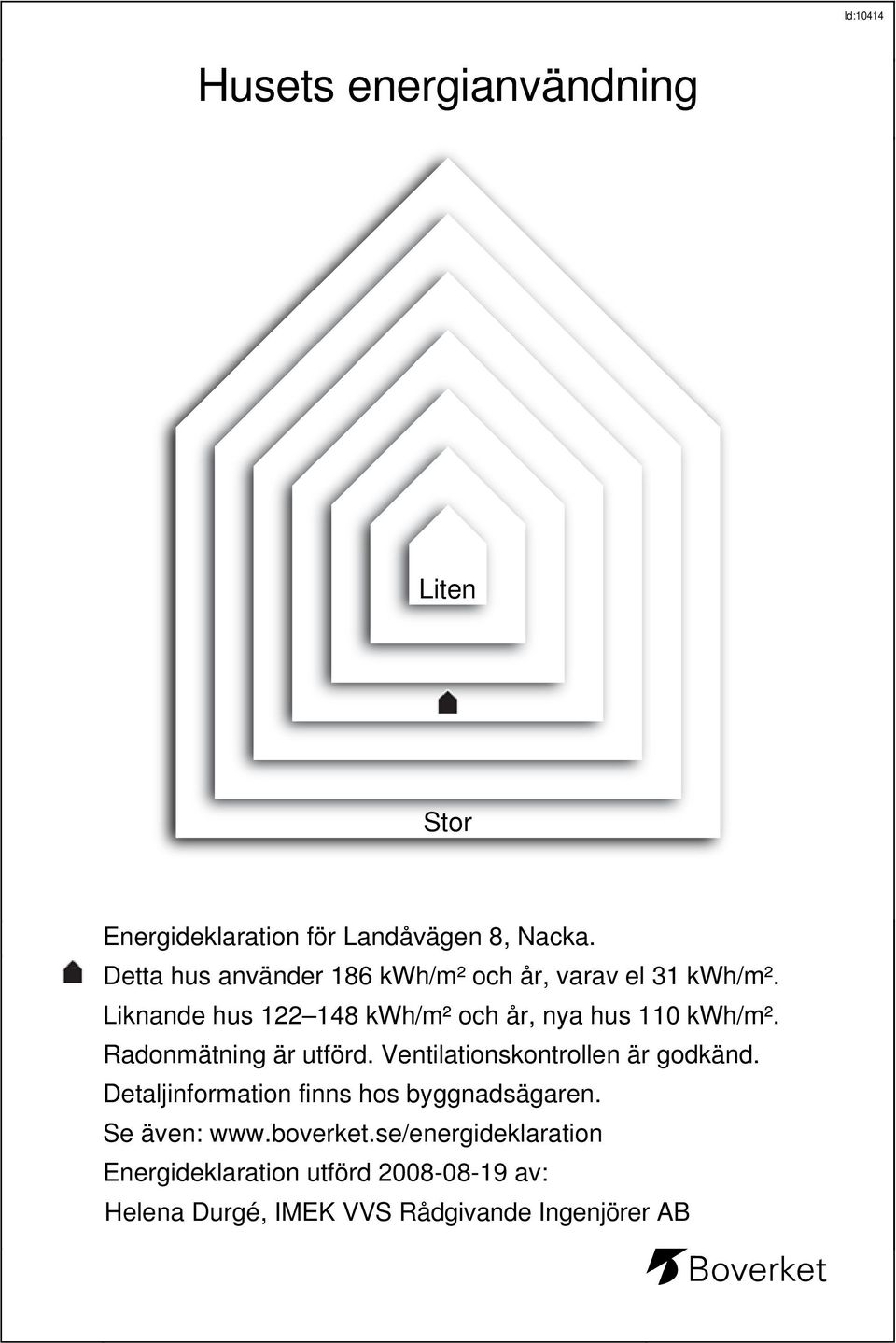 Liknande hus 22 48 kwh/m² och år, nya hus 0 kwh/m². Radonmätning är utförd.