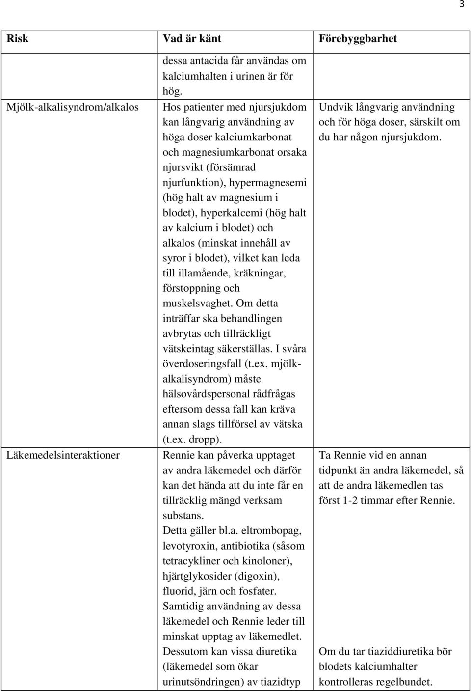 hyperkalcemi (hög halt av kalcium i blodet) och alkalos (minskat innehåll av syror i blodet), vilket kan leda till illamående, kräkningar, förstoppning och muskelsvaghet.