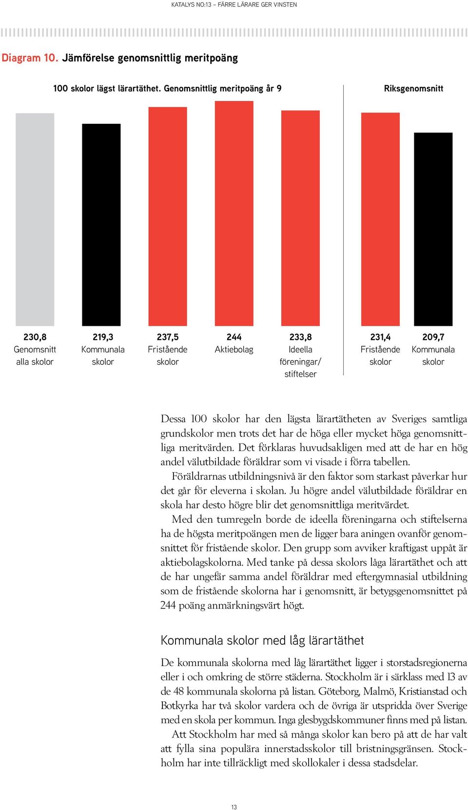 den lägsta lärartätheten av Sveriges samtliga grund men trots det har de höga eller mycket höga genomsnittliga meritvärden.