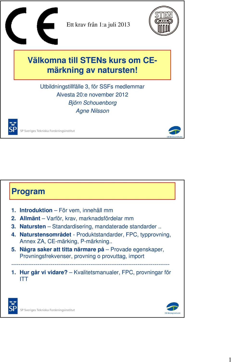 Allmänt Varför, krav, marknadsfördelar mm 3. Natursten Standardisering, mandaterade standarder.. 4.