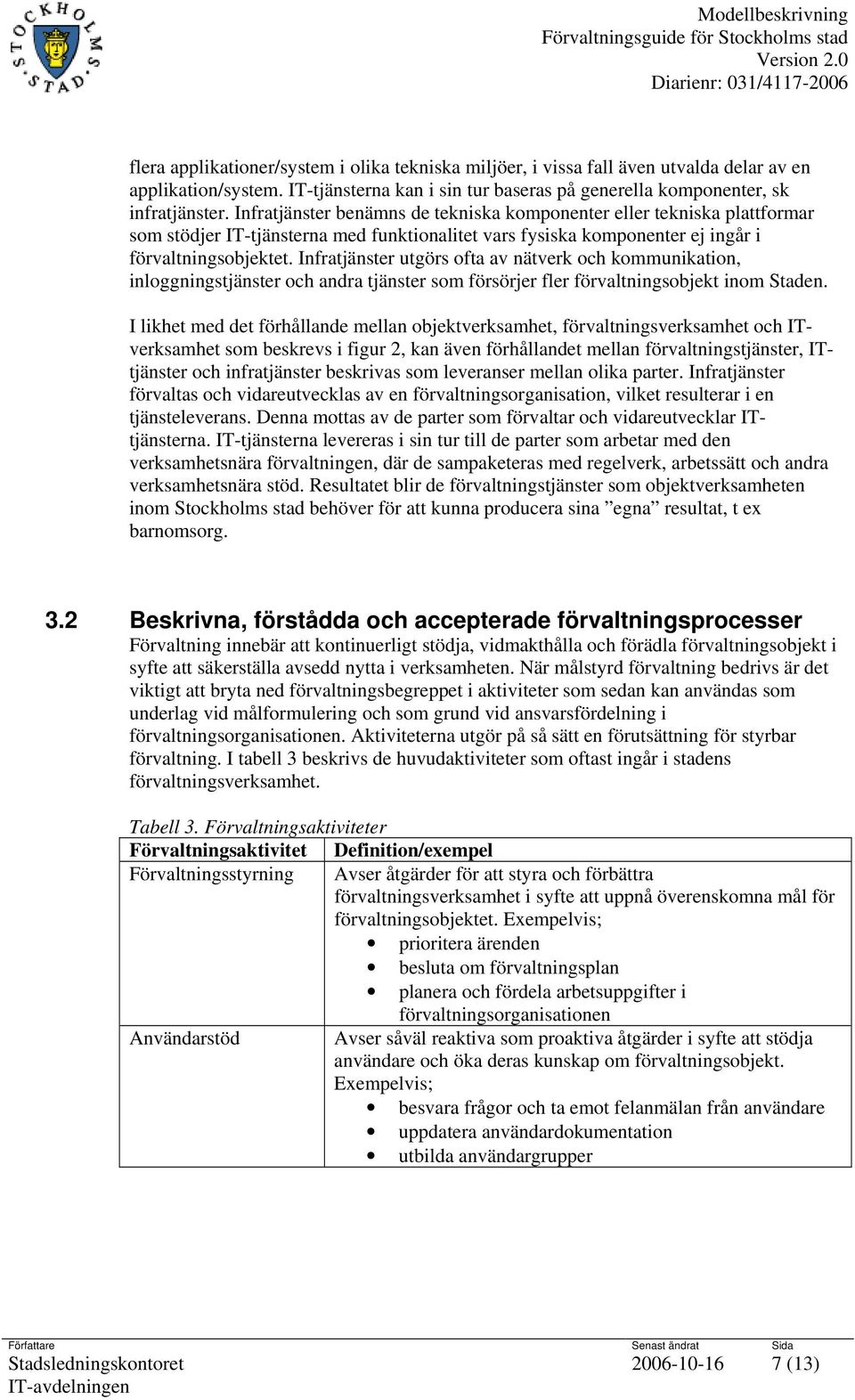 Infratjänster utgörs ofta av nätverk och kommunikation, inloggningstjänster och andra tjänster som försörjer fler förvaltningsobjekt inom Staden.