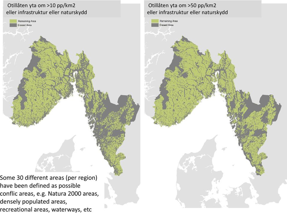 different areas (per region) have been defined as possible conflic