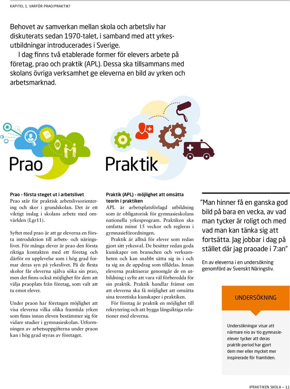 Prao första steget ut i arbetslivet Prao står för praktisk arbetslivsorientering och sker i grundskolan. Det är ett viktigt inslag i skolans arbete med omvärlden (Lgr11).