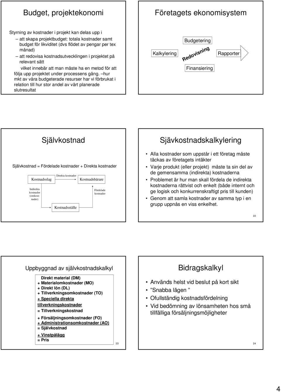 hur mkt av våra budgeterade resurser har vi förbrukat i relation till hur stor andel av vårt planerade slutresultat Kalkylering Budgetering Redovisning Finansiering Rapporter Kostnadsslag