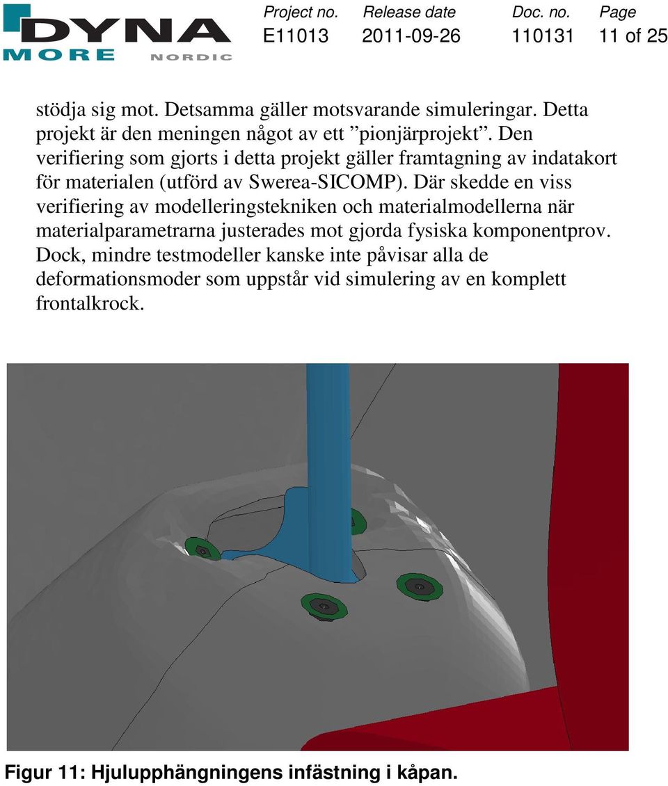 Den verifiering som gjorts i detta projekt gäller framtagning av indatakort för materialen (utförd av Swerea-SICOMP).