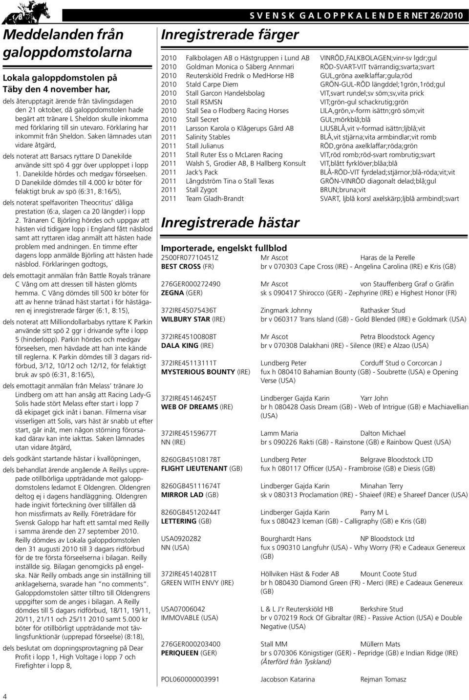 Saken lämnades utan vidare åtgärd, dels noterat att Barsacs ryttare D Danekilde använde sitt spö 4 ggr över upploppet i lopp 1. Danekilde hördes och medgav förseelsen. D Danekilde dömdes till 4.