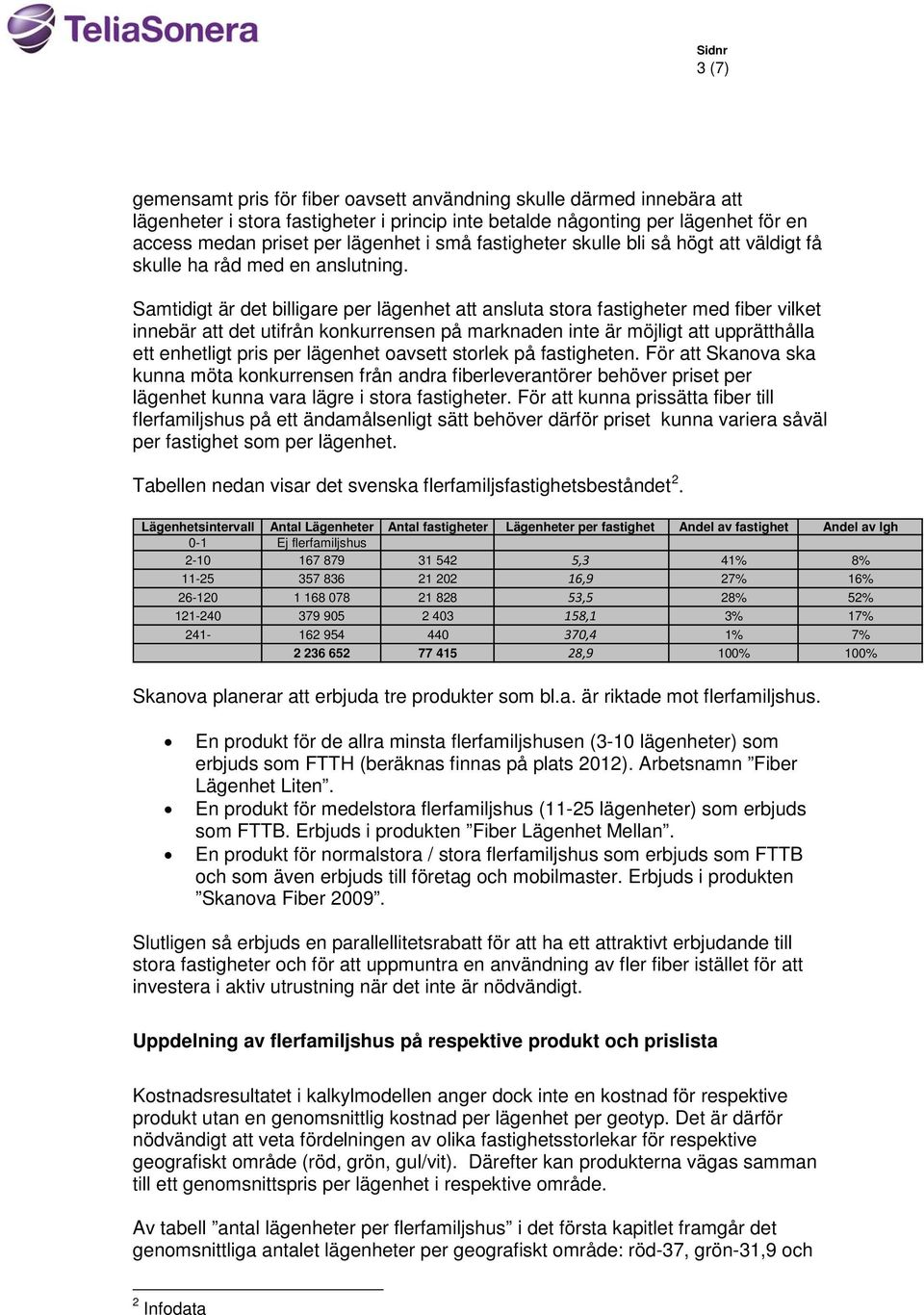 Samtidigt är det billigare per lägenhet att ansluta stora fastigheter med fiber vilket innebär att det utifrån konkurrensen på marknaden inte är möjligt att upprätthålla ett enhetligt pris per