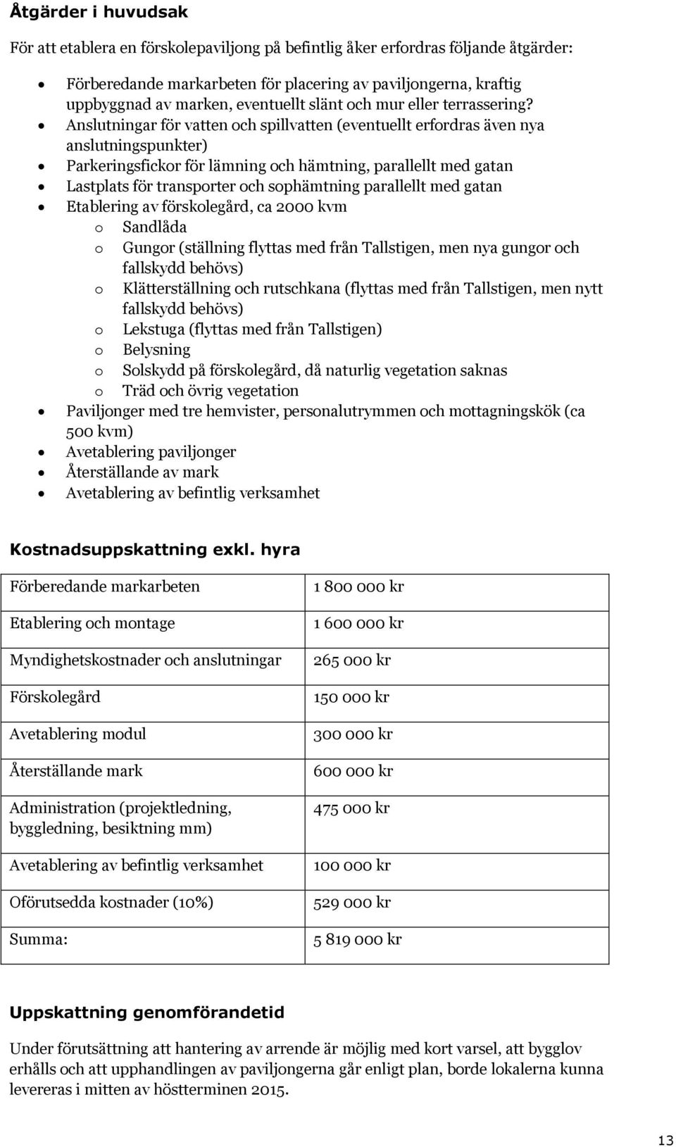 Anslutningar för vatten och spillvatten (eventuellt erfordras även nya anslutningspunkter) Parkeringsfickor för lämning och hämtning, parallellt med gatan Lastplats för transporter och sophämtning