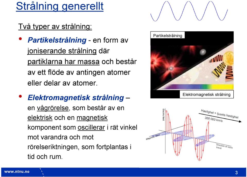 Elektromagnetisk strålning en vågrörelse, som består av en elektrisk och en magnetisk komponent som