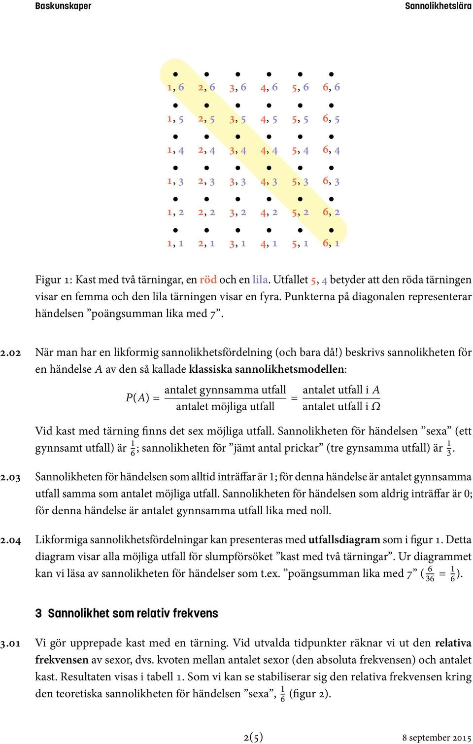 .0 När man har en likformig sannolikhetsfördelning (och bara då!