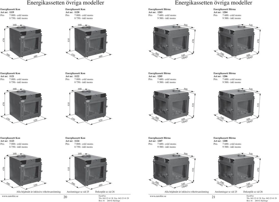 (djup) (front) (djup) Art nr: 1123 Art nr: 1124 Energikassett Hörna Art nr: 1207 9 :- inkl moms Energikassett Hörna Art nr: 1208 9 :- inkl moms (front) (djup) (front) (djup)