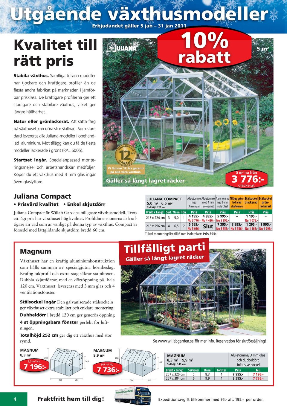 De kraftigare profilera ger ett stadigare och stabilare växthus, vilket ger lägre hållbarhet. Natur eller grölackerat. Att sätta färg på växthuset ka göra stor skillad.