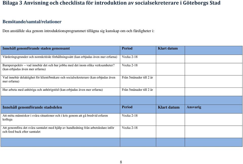 (kan erbjudas även mer erfarna) Vad innebär delaktighet för klient/brukare och socialsekreterare (kan erbjudas även mer erfarna) Hur arbeta med anhöriga och anhörigstöd (kan erbjudas även mer