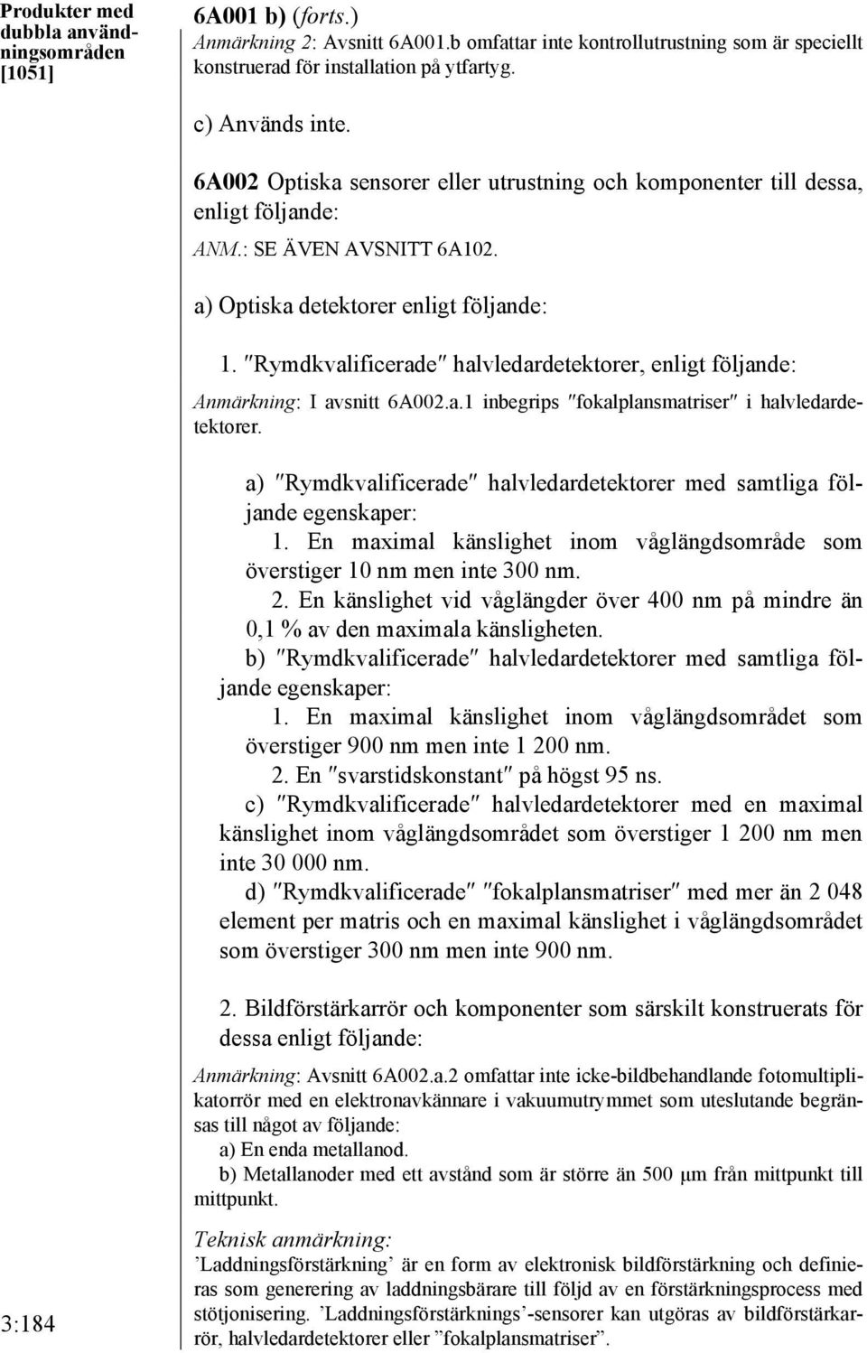 Rymdkvalificerade halvledardetektorer, enligt följande: Anmärkning: I avsnitt 6A002.a.1 inbegrips fokalplansmatriser i halvledardetektorer.