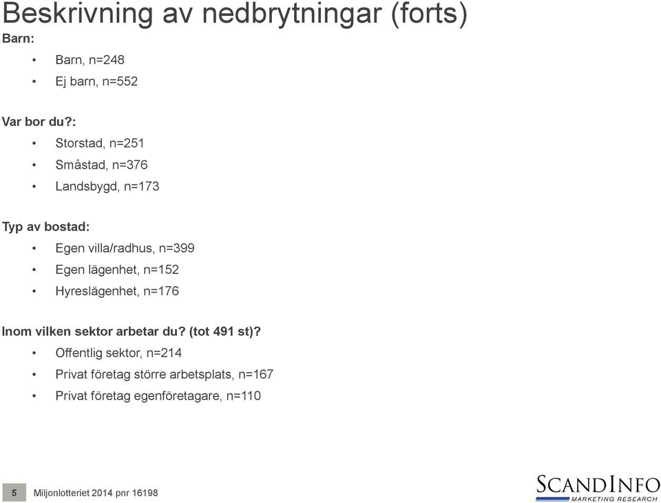 lägenhet, n=152 Hyreslägenhet, n=176 Inom vilken arbetar du? (tot 491 st)?