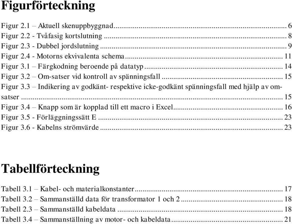 3 Indikering av godkänt- respektive icke-godkänt spänningsfall med hjälp av omsatser... 15 Figur 3.4 Knapp som är kopplad till ett macro i Excel... 16 Figur 3.5 - Förläggningssätt E.