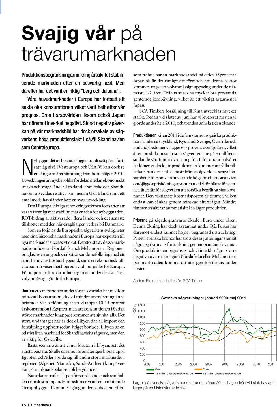 Störst negativ påverkan på vår marknadsbild har dock orsakats av sågverkens höga produktionstakt i såväl Skandinavien som Centraleuropa.