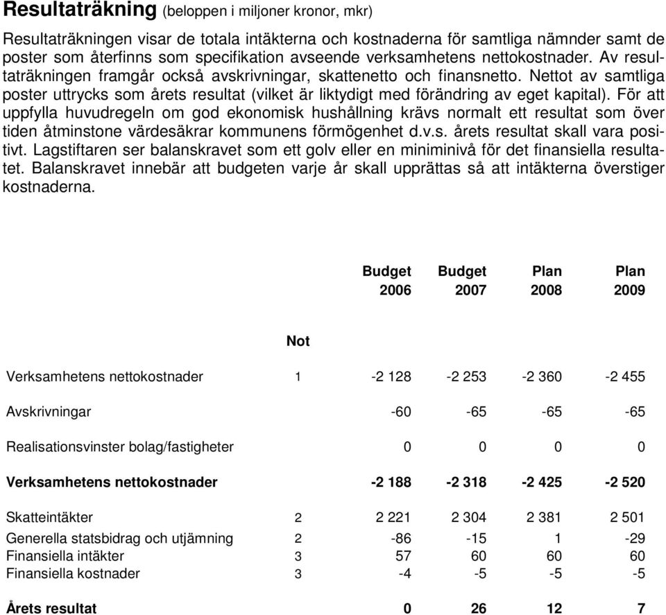 Nettot av samtliga poster uttrycks som årets resultat (vilket är liktydigt med förändring av eget kapital).