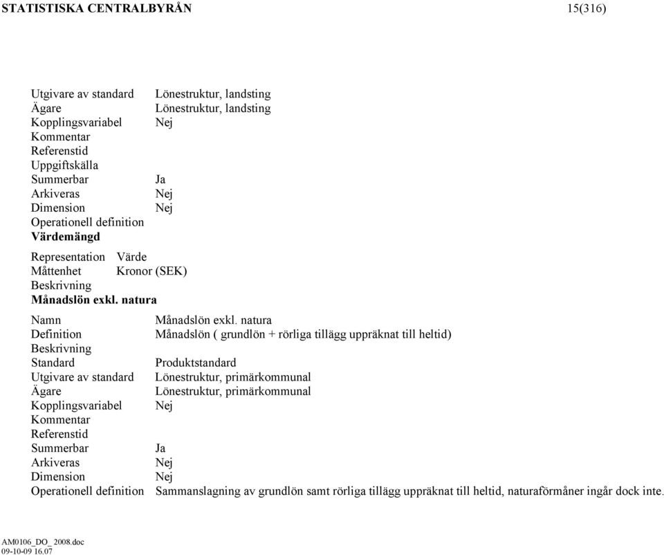 natura Definition Månadslön ( grundlön + rörliga tillägg uppräknat till heltid) Beskrivning Standard Produktstandard Utgivare av standard Lönestruktur, primärkommunal Ägare Lönestruktur,