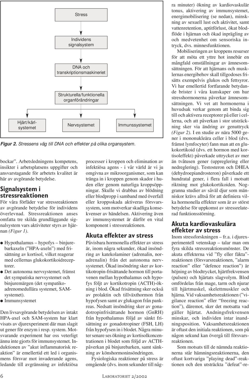 Stressreaktionen anses omfatta tre skilda grundläggande signalsystem vars aktiviteter styrs av hjärnan (Figur 1).