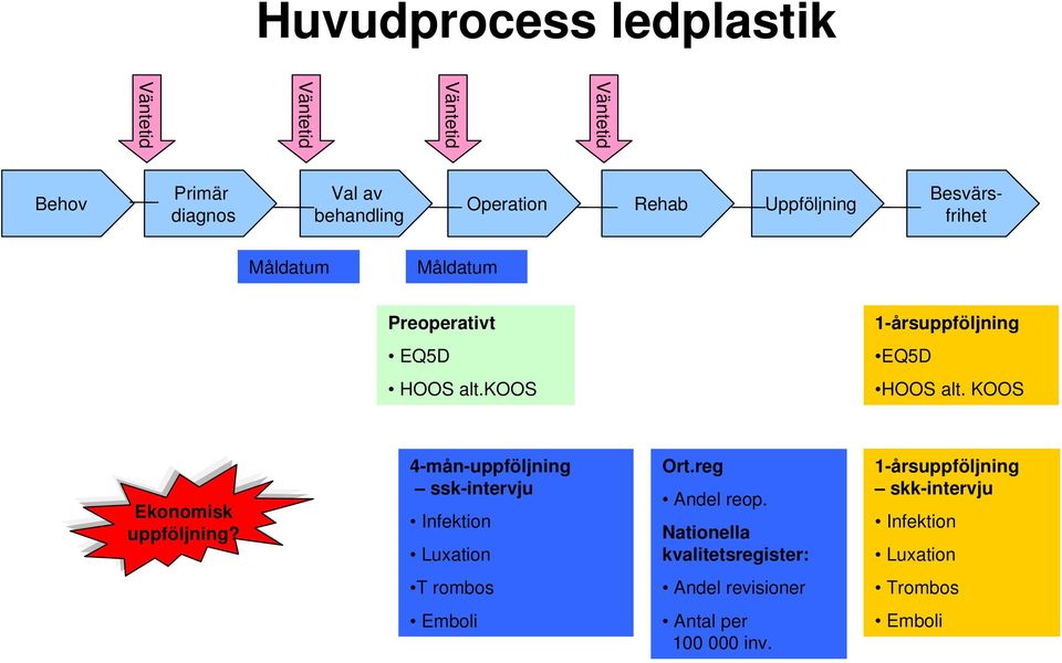 KOOS Ekonomisk uppföljning? 4-mån-uppföljning ssk-intervju Infektion Luxation Ort.reg Andel reop.