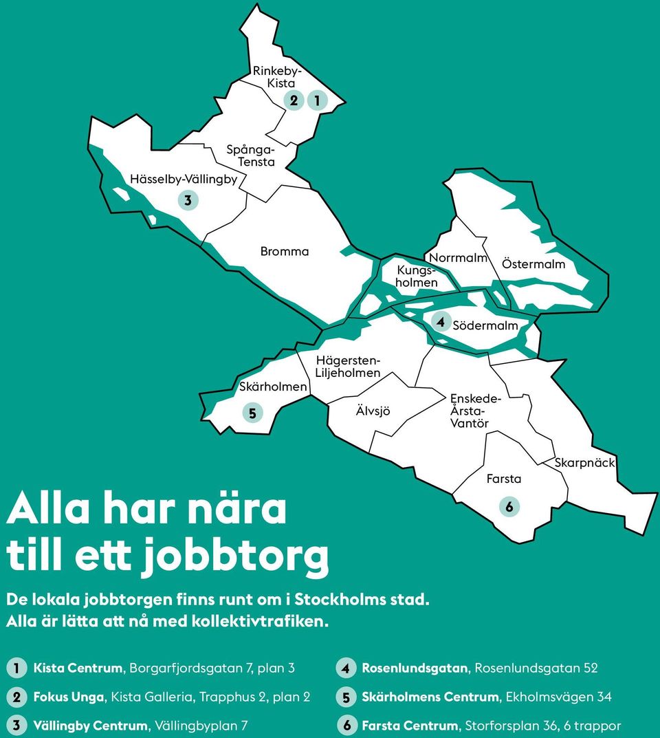 Alla är lätta att nå med kollektivtrafiken.