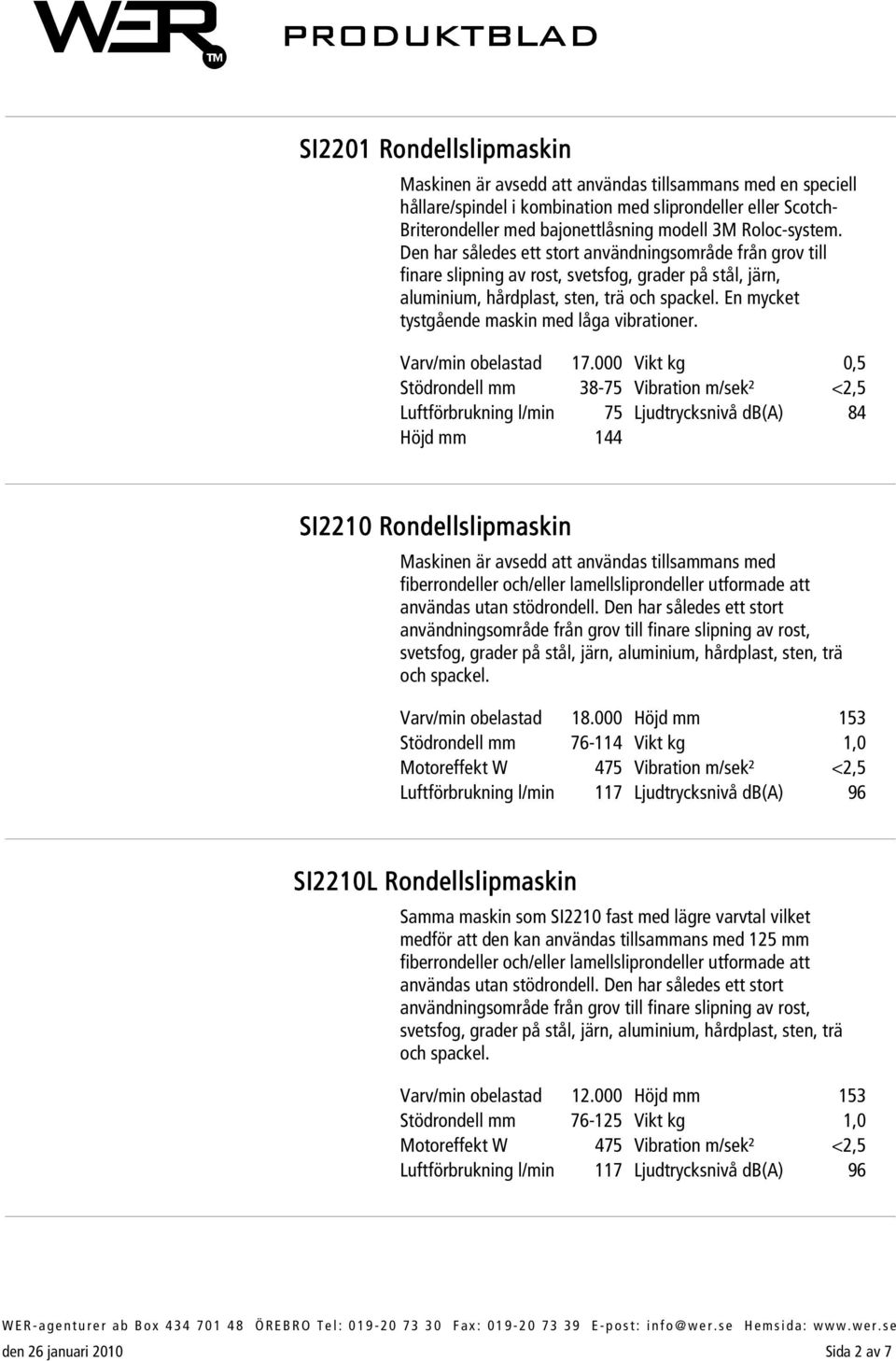 En mycket tystgående maskin med låga vibrationer. Varv/min obelastad 17.