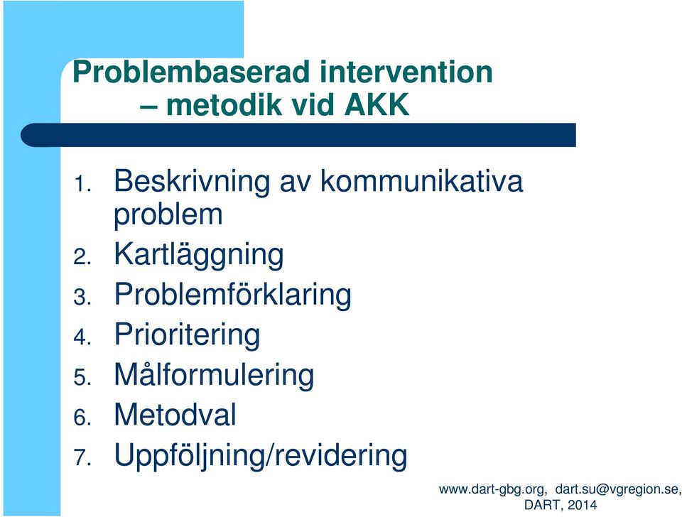 Kartläggning 3. Problemförklaring 4.