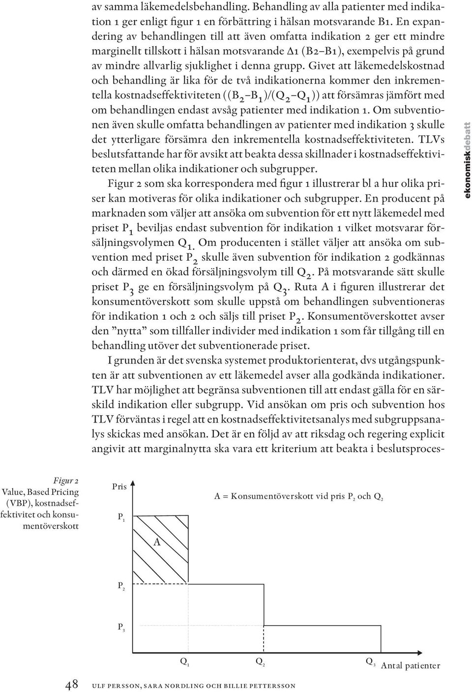 Givet att läkemedelskostnad och behandling är lika för de två indikationerna kommer den inkrementella kostnadseffektiviteten ((B 2 B 1 )/(Q 2 Q 1 )) att försämras jämfört med om behandlingen endast