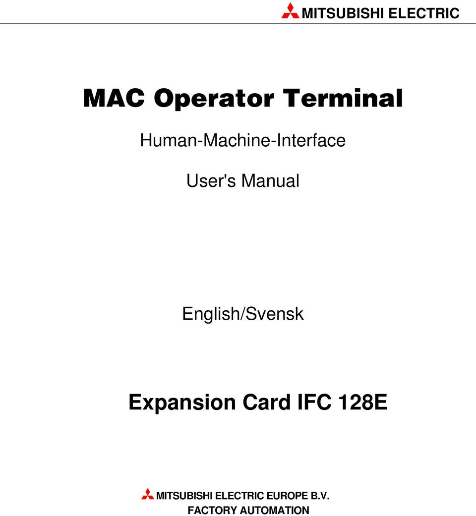 Manual English/Svensk Ex pan sion Card IFC