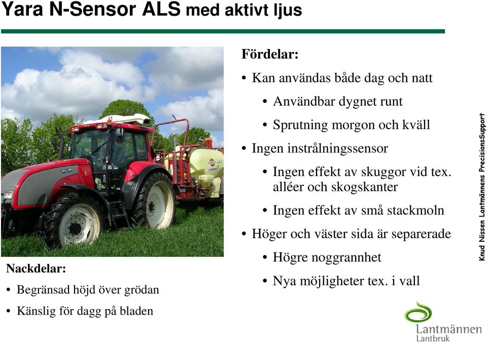 kväll Ingen instrålningssensor Ingen effekt av skuggor vid tex.