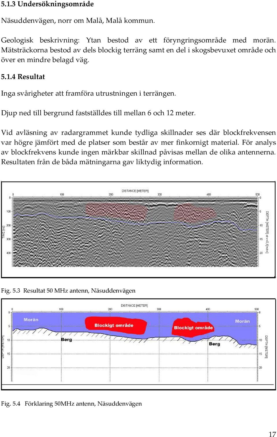 Djup ned till bergrund fastställdes till mellan 6 och 12 meter.