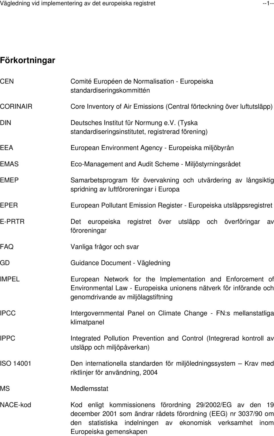 miljöbyrån Eco-Management and Audit Scheme - Miljöstyrningsrådet Samarbetsprogram för övervakning och utvärdering av långsiktig spridning av luftföroreningar i Europa European Pollutant Emission