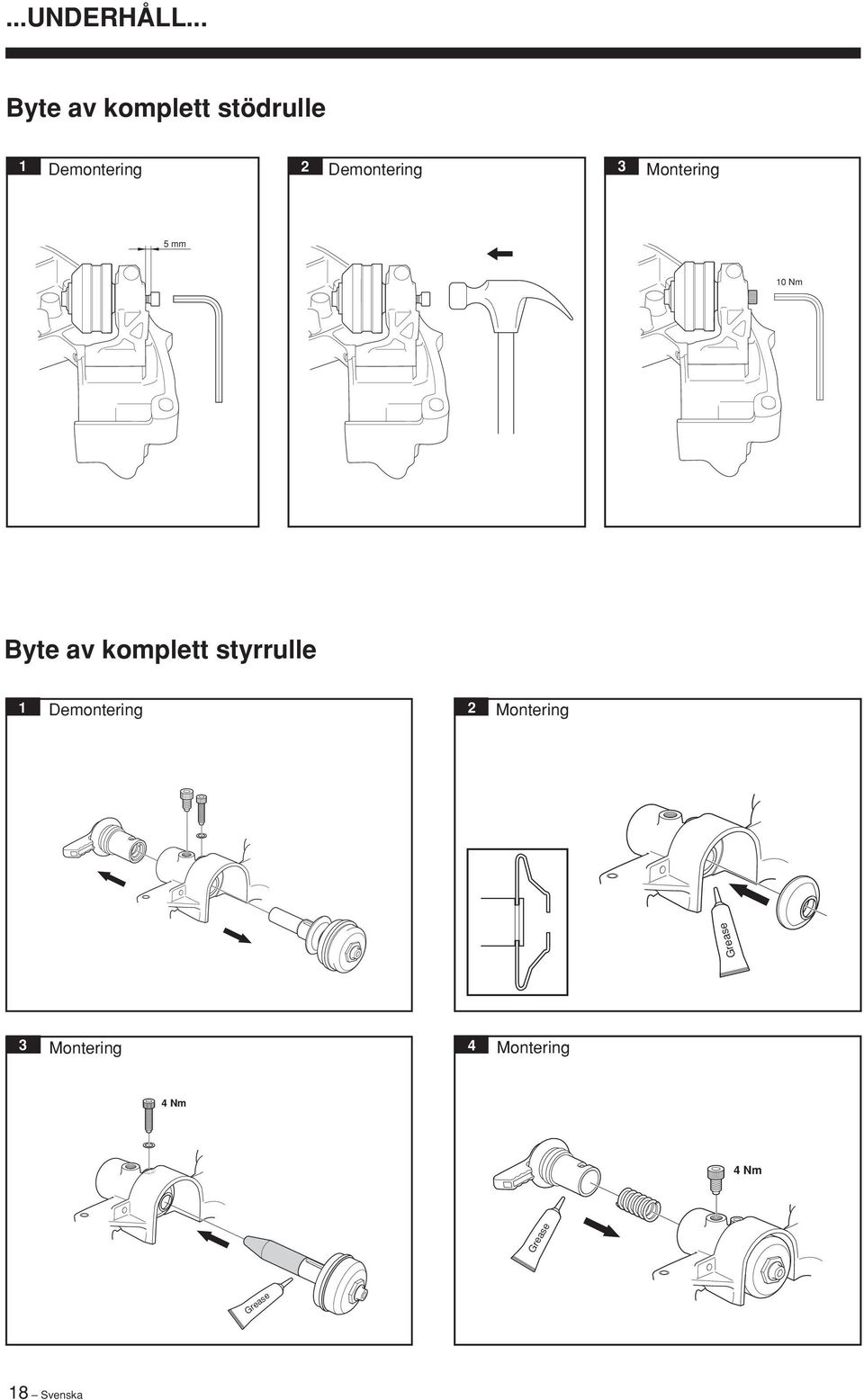 Demontering Montering 5 mm 10 Nm Byte av komplett