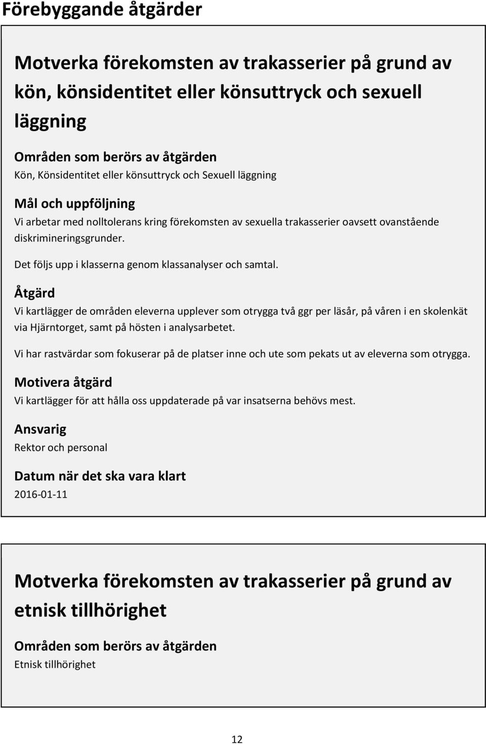 Det följs upp i klasserna genom klassanalyser och samtal.