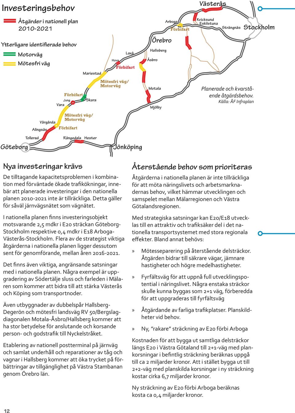 Källa: ÅF Infraplan Stockholm Göteborg Tollered Rångedala Hester Jönköping Nya investeringar krävs De tilltagande kapacitetsproblemen i kombination med förväntade ökade trafikökningar, innebär att