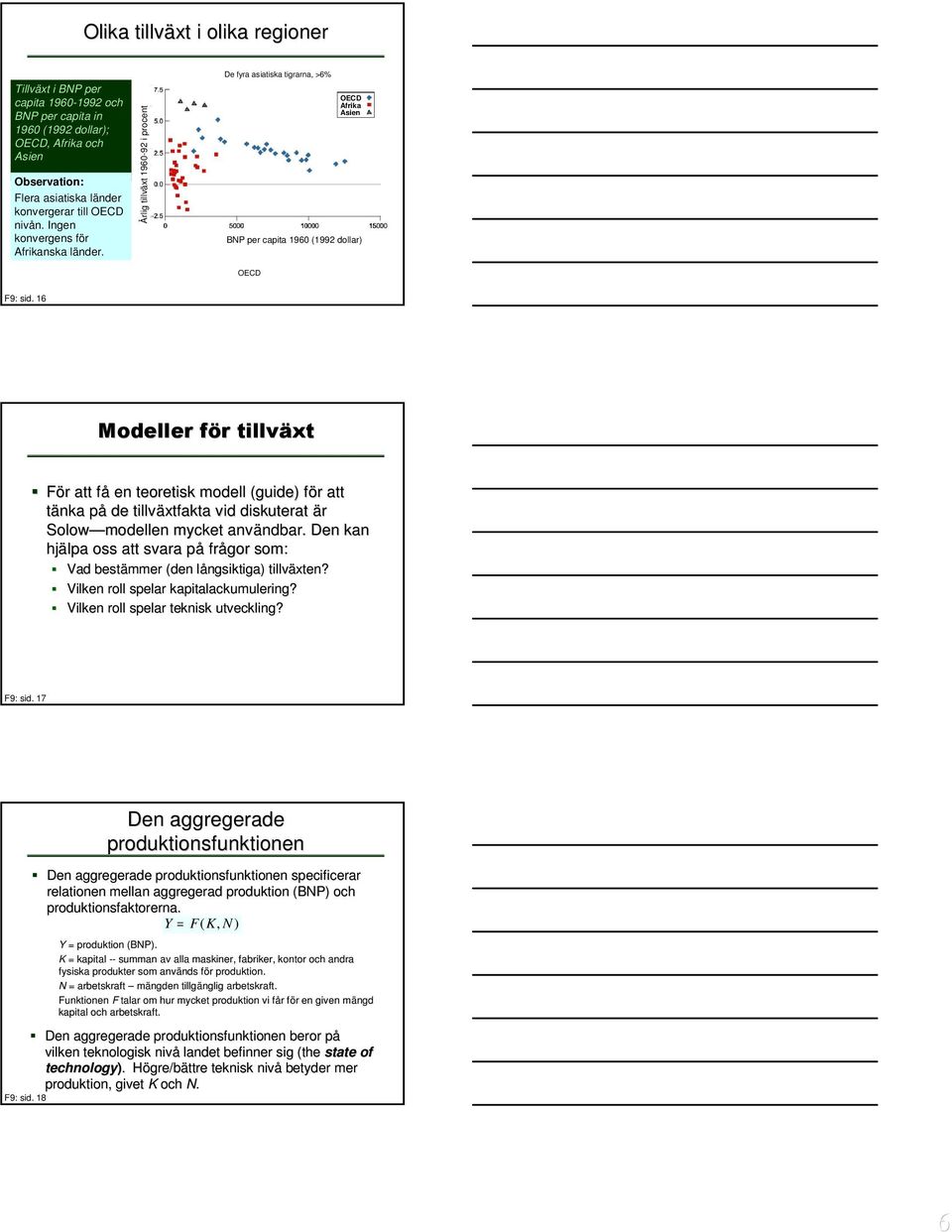 16 Modeller för f r tillväxt För r att fåf en teoretisk modell (guide) för f r att tänka påp de tillväxtfakta vid diskuterat är Solow modellen mycket användbar. ndbar.