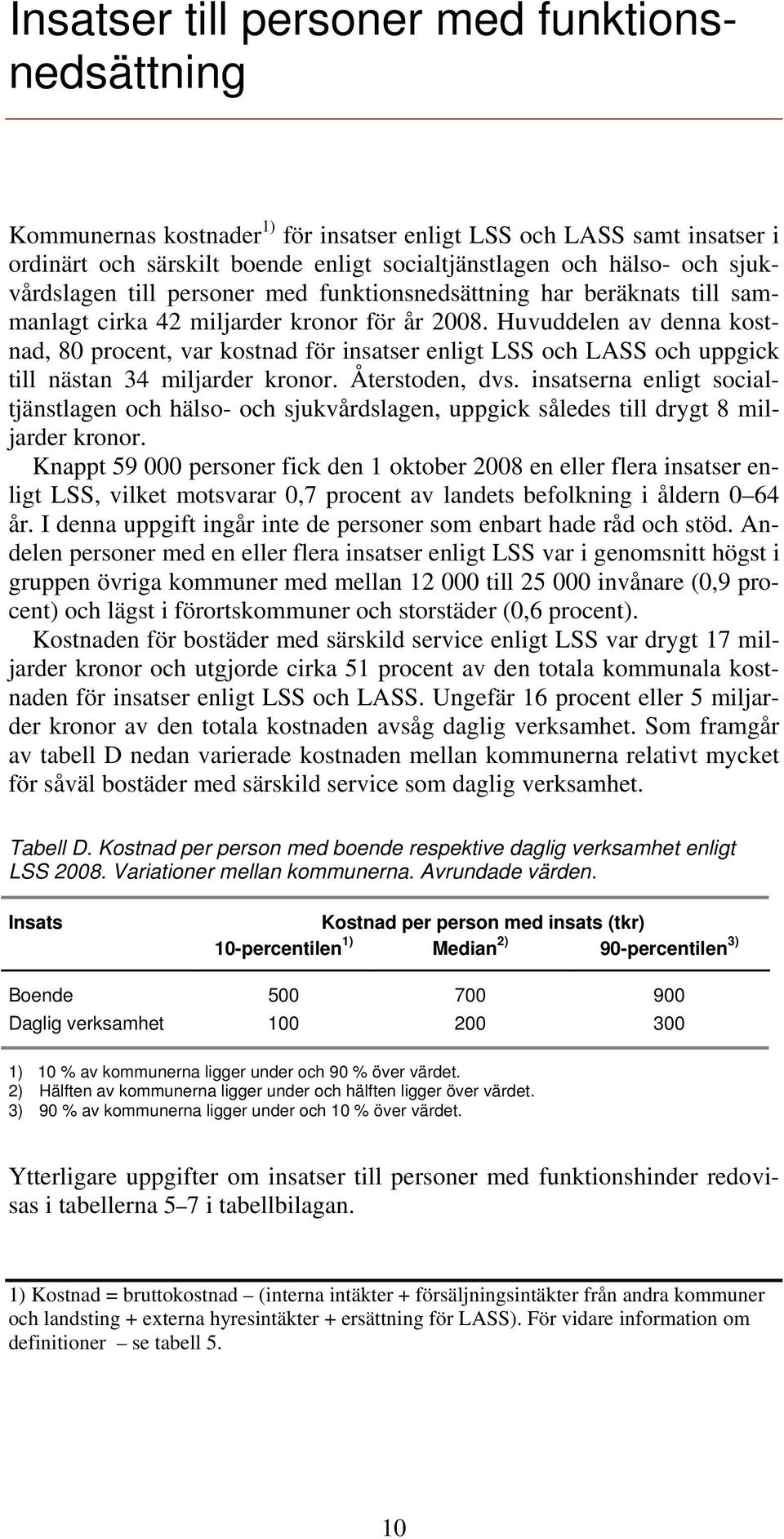 Huvuddelen av denna kostnad, 80 procent, var kostnad för insatser enligt LSS och LASS och uppgick till nästan 34 miljarder kronor. Återstoden, dvs.