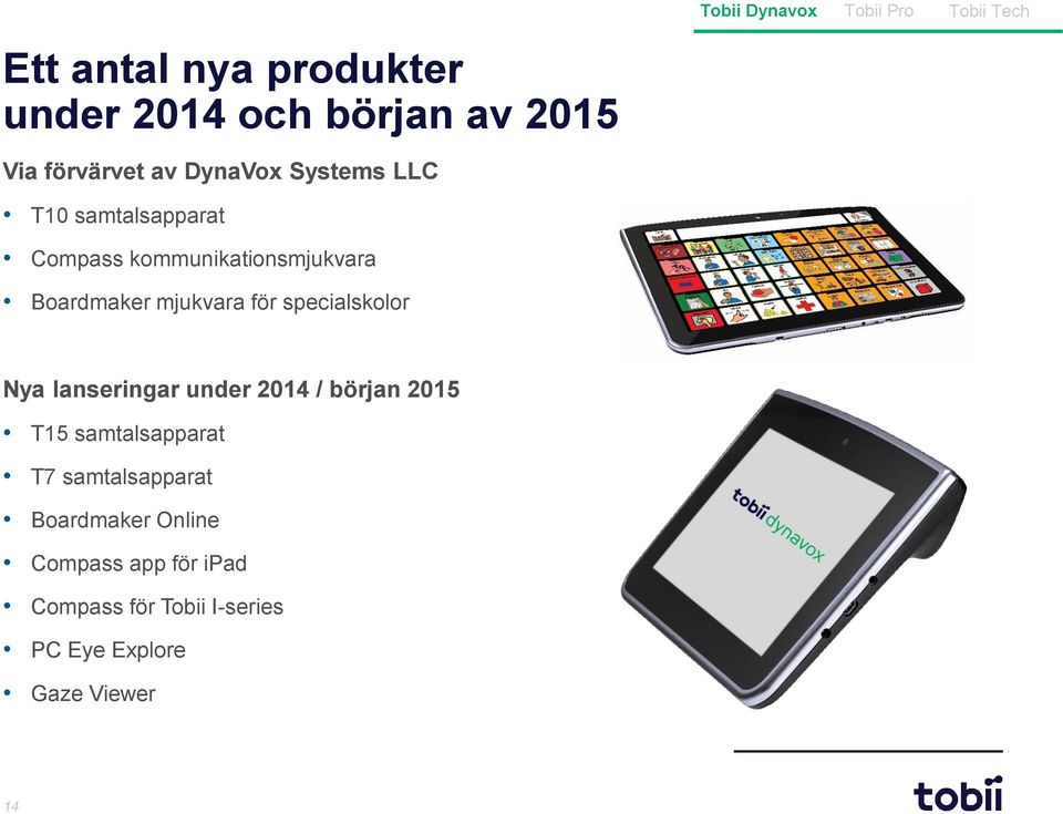 mjukvara för specialskolor Nya lanseringar under 2014 / början 2015 T15 samtalsapparat T7