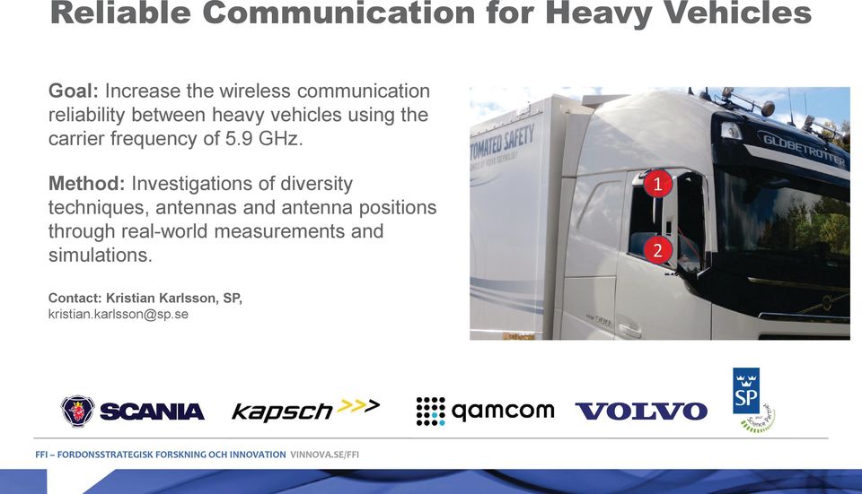 Method: Investigations of diversity techniques, antennas and antenna positions