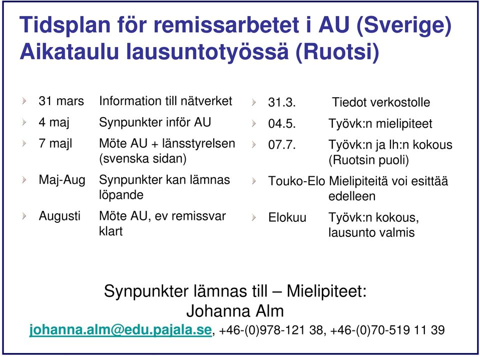 .3. Tiedot verkostolle 04.5. Työvk:n mielipiteet 07.