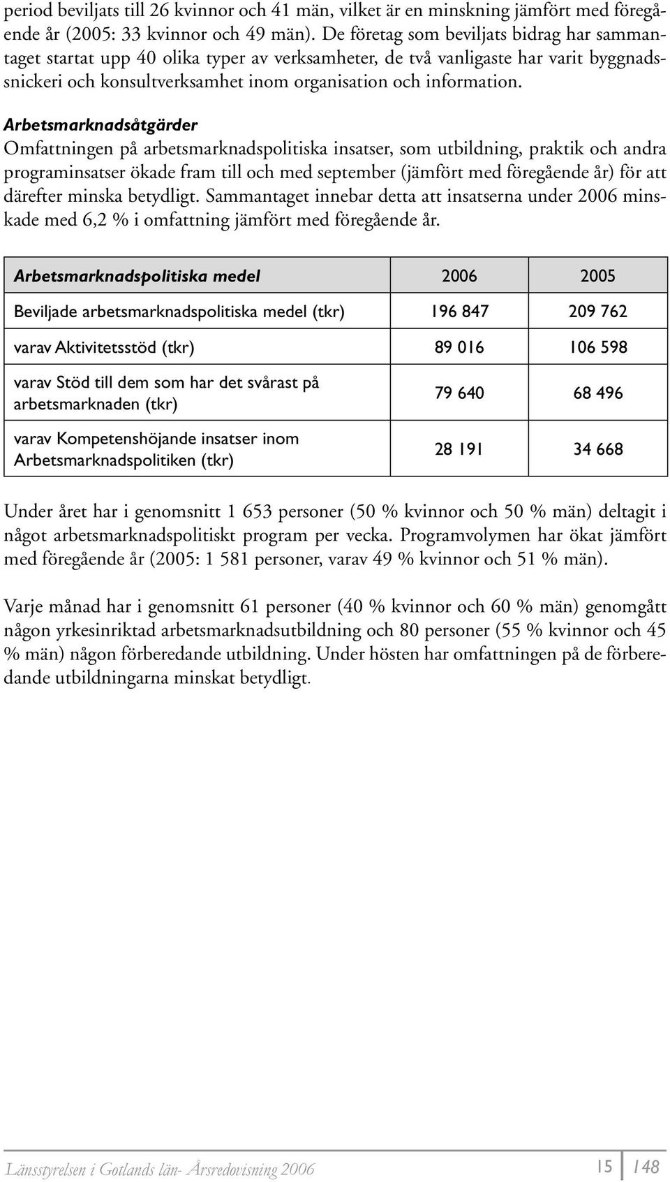 Arbetsmarknadsåtgärder Omfattningen på arbetsmarknadspolitiska insatser, som utbildning, praktik och andra programinsatser ökade fram till och med september (jämfört med föregående år) för att