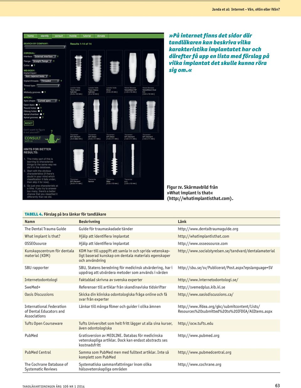 Ska rmavbild från»what implant is that«(http://whatimplantisthat.com). TABELL 4.