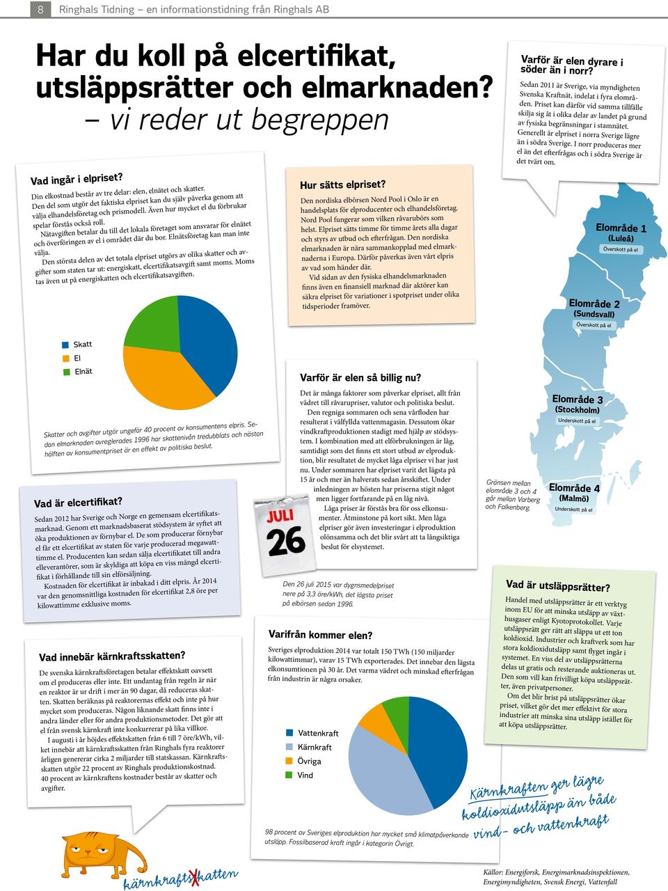 Även hur mycket el du förbrukar spelar förstås också roll. Nätavgiften betalar du till det lokala företaget som ansvarar för elnätet och överföringen av el i området där du bor.
