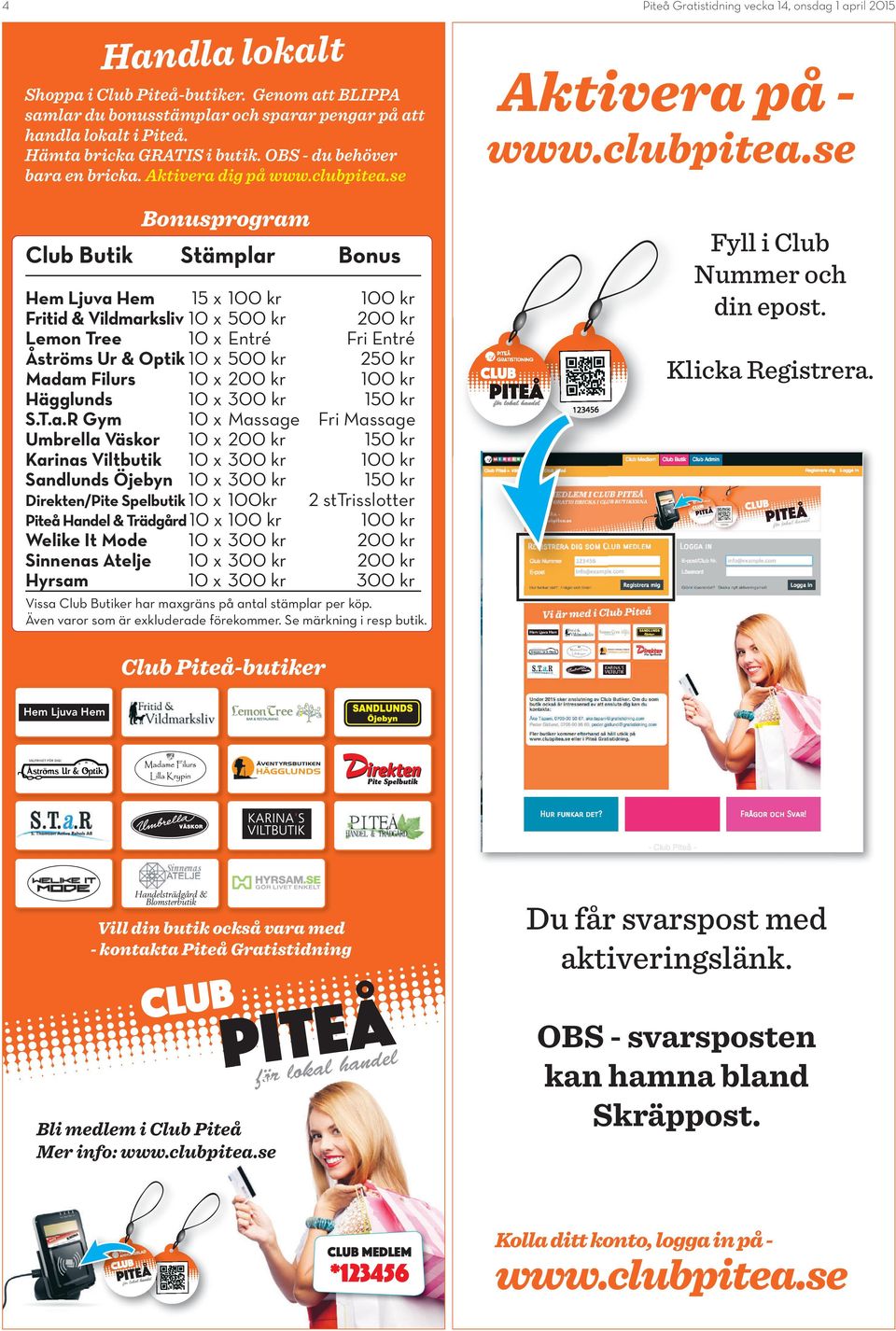 se Aktivera på www.clubpitea.