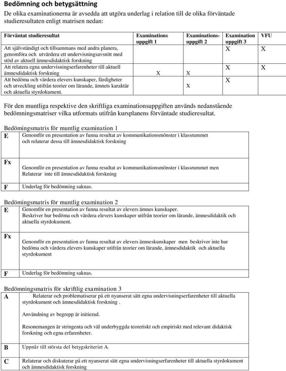 Examinations uppgift 1 ämnesdidaktisk forskning Att bedöma och värdera elevers kunskaper, färdigheter och utveckling utifrån teorier om lärande, ämnets karaktär och aktuella styrdokument.