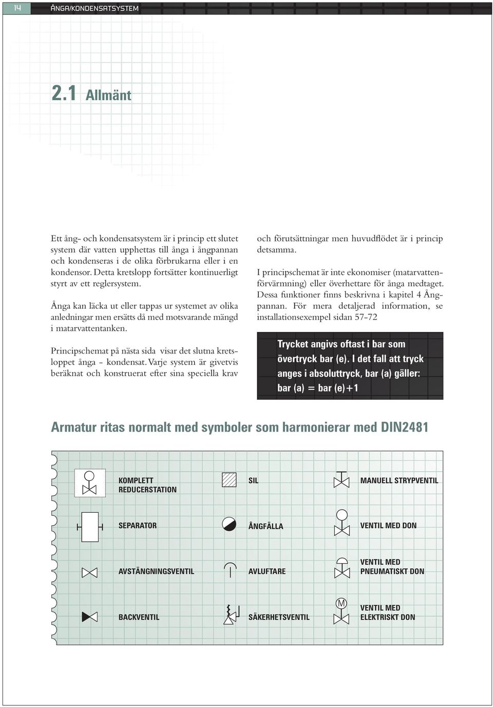 Principschemat på nästa sida visar det slutna kretsloppet ånga - kondensat.